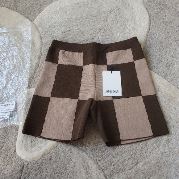 Jacquemus Pants - JACQUEMUS Le Short Gelato in Multi Brown patchwork shorts - Sz 38 / Small